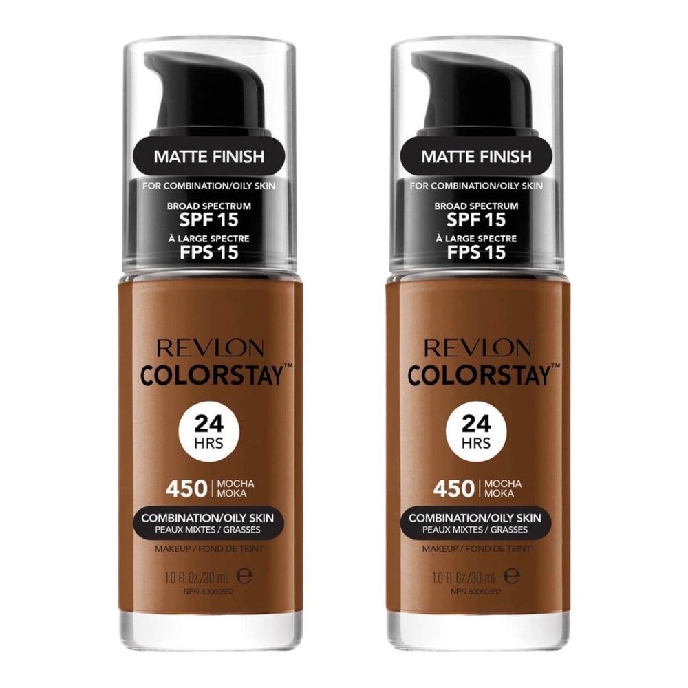 REVLON COLORSTAY FOR COMBINATION/OILY SKIN FOUNDATION IN 450 MOCHA 30ML X2 - NEW